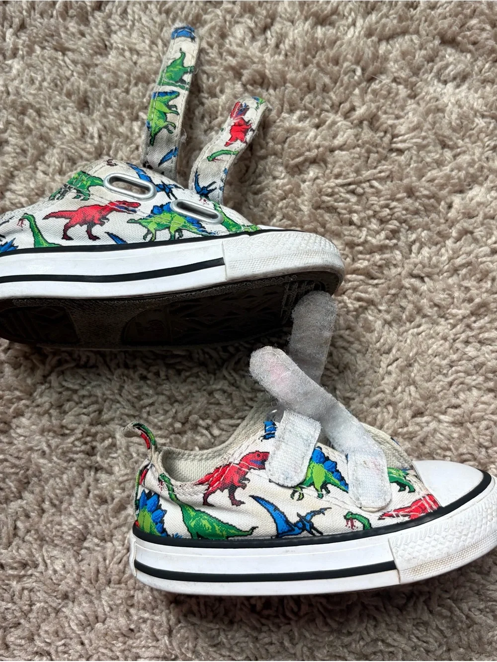 Converse All Star Toddler Size 4 Dinosaur Print Velcro Sneakers